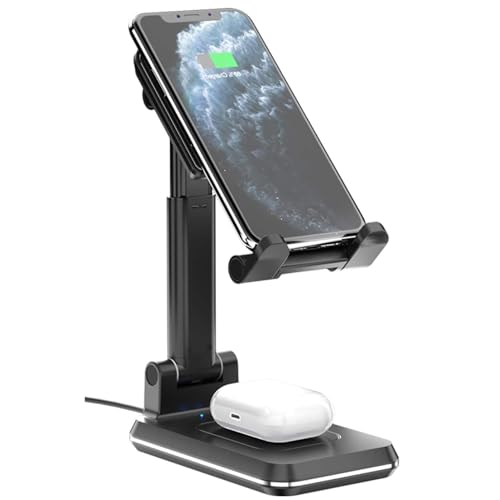 Dual 10W Wireless Charger Fast Foldable Compatible with ASUS Zenfone 11/12 Ultra, Stand 2-Coils Charging Pad Slim