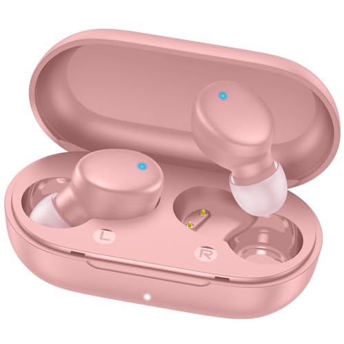 MOZOTER Mini Wireless Earbuds Bluetooth 5.3 in Ear Headphones Headsets - color: Angel Pink