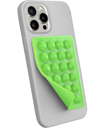 StickyGrippy Suction Phone Case Mount, Sillicon Adhesive Phone Accessory for iPhone and Android, Hands-Free Strong Grip Mirror Shower Phone Holder, Tiktok Videos and Selfies (Green) - color: Green