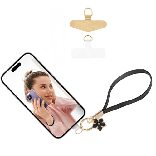 Long Pond Designer Leather Cell Phone Wrist Strap - Detachable Charm Wristlet Lanyard for iPhone 17 Pro Max&Most Cellphones - style: Leather Black