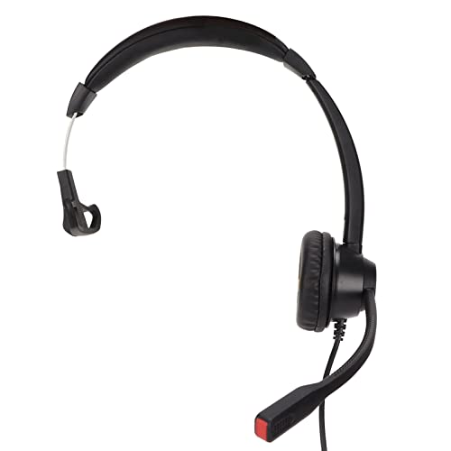 RJ9 Single Ear Headset, Monaural Business Headset with Noise Canceling Mic, Volume Control and 6 Speed Line Adjustment for Call Centers Office Truck Drivers