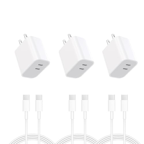 iPhone 17 16 15 Charger,3-PackDual Port USB C,Fast Charging Block - color: pure white, size: 6ft
