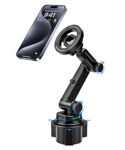 Cup Holder Magnetic Car Phone Mount, 360° Adjustable Magsafe Holder for Car - color: Single Magsafe