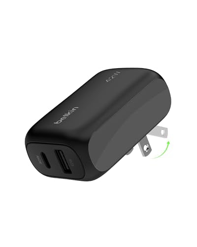 Belkin 42W Dual Port USB C and USB A Charger Block, Fast Charging - color: Black