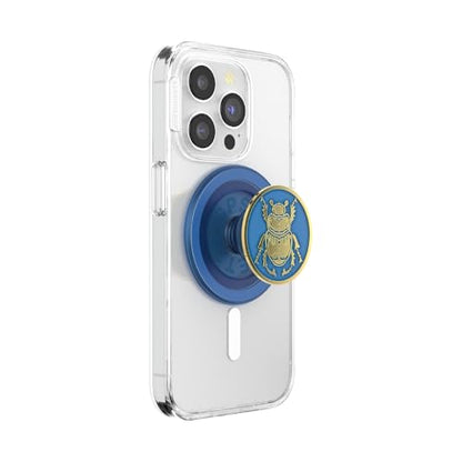 PopSockets Phone Grip for MagSafe, Magnetic Holder, Phone Stand, Blue - Enamel Scarab - color: Enamel Scarab, style: MagSafe