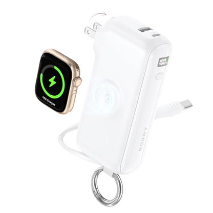 RORRY Flow Portable Charger 10000mAh 40W Wall Plug Power Bank Battery Pack - color: White