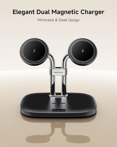 Dual Wireless Charger for iPhone 18 Pro Max/Duo, SwanScout 706M, Black - color: Black
