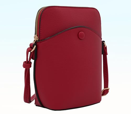 Small Crossbody Bag with Gold Hardware, Mini Shoulder Purse with Adjustable Strap - color: Red