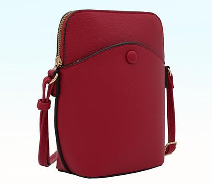 Small Crossbody Bag with Gold Hardware, Mini Shoulder Purse with Adjustable Strap - color: Red