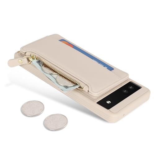 Cavor Compatible with Google Pixel 6a Case Wallet, Cream - color: Cream, size: Google Pixel 6a
