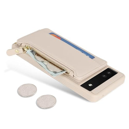 Cavor Compatible with Google Pixel 6a Case Wallet, Cream - color: Cream, size: Google Pixel 6a
