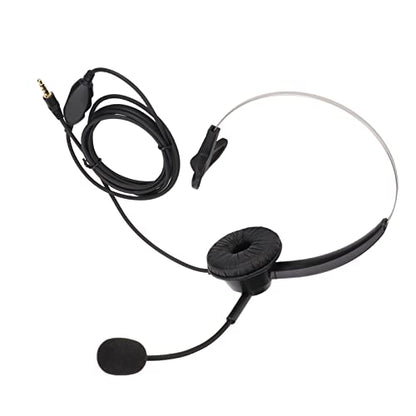 3.5mm Single Ear Call Center Headset with Noise Cancelling Microphone for VOIP Phones ABS Material Ultra Light Design for All Day Comfort