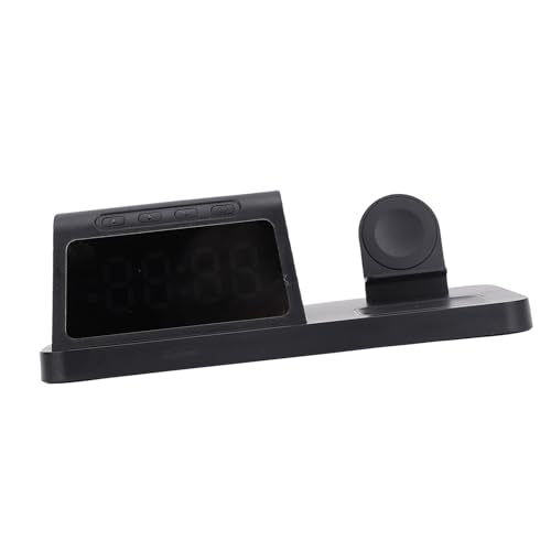 Wireless Charging Station, Certified 15W Fast Multiple Device Charger, Portable Charging Stand with Digital Alarm Clock for Phone Watch Earbuds Bedroom Desktop