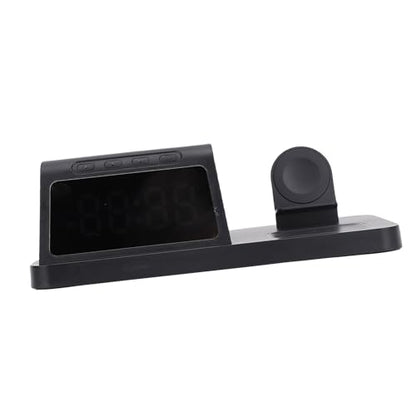 Wireless Charging Station, Certified 15W Fast Multiple Device Charger, Portable Charging Stand with Digital Alarm Clock for Phone Watch Earbuds Bedroom Desktop
