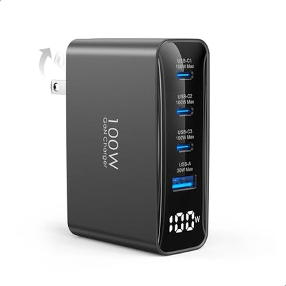 TOPADRE 100W USB C Charger for MacBook，Charger Block with LED Display，Black - color: Black, size: 100W-1Pack