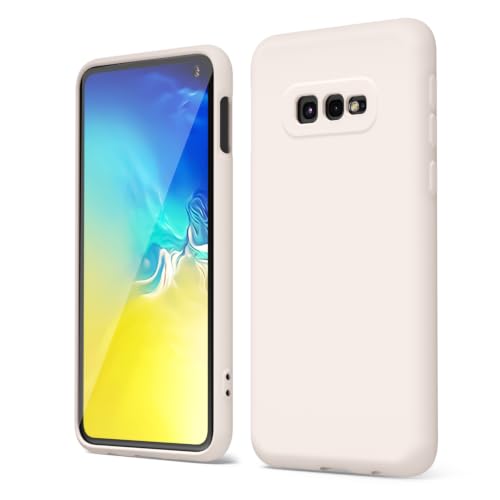 oakxco Designed for Samsung Galaxy S10e Phone Case Liquid Silicone, Cute Thin Slim Soft Rubber TPU Plain Smooth Gel Cover for Women Girl Aesthetic, Matte Solid Protective & Shockproof, Beige Stone - color: Beige, size: S10e