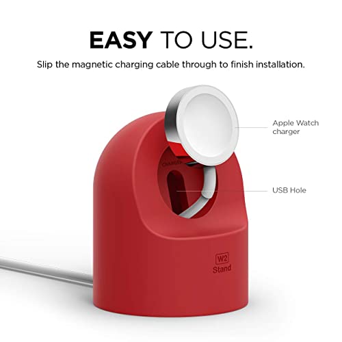 elago W2 Charger Stand Compatible with Apple Watch Series Ultra3/Ultra2/Ultra/11/10/9/8/7/6/5/4/3/2/1/SE3/SE2/SE1 (49mm, 46mm, 45mm, 44mm, 42mm, 41mm, 40mm, 38mm) - color: Red