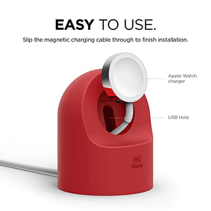 elago W2 Charger Stand Compatible with Apple Watch Series Ultra3/Ultra2/Ultra/11/10/9/8/7/6/5/4/3/2/1/SE3/SE2/SE1 (49mm, 46mm, 45mm, 44mm, 42mm, 41mm, 40mm, 38mm) - color: Red
