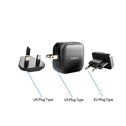 MINIX P1 66W Turbo 3-Port GaN Travel Wall Charger USB C Fast Power Adapter