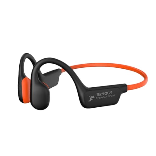 Bone Conduction Headphones, Open Ear Bluetooth 5.4 Headset with Mic - color: Orange