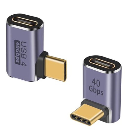 Duttek USB C Right Angle Adapter 40G (Two Styles), 90 Degree USB C Male to Female Adapter for Steam Deck, MacBook, Meta Quest, Phone - style: Right Angle USB C+USB C 90 Degree Adapter
