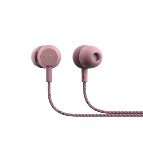 Sudio V3 Essential Wired Earbuds | in Ear Headphones with Cable and USB-C Connector | Tangle-Resistant Braided Cable | Built-in Microphone | IPX4 Water Resistant | No Charging Needed | (Pink) - color: Pink