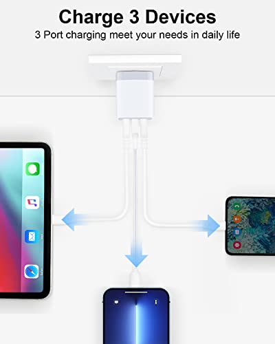 USB Charger Cube Wall Charger Plug AILKIN 3.1A 3 Muti Port USB Adapter Plug - color: Wall Charger White