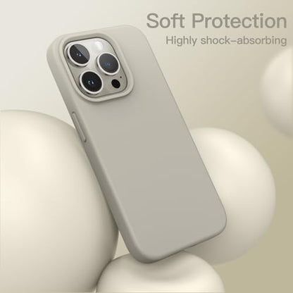 JETech Silicone Case for iPhone 15 Pro, Natural Titanium | Silky Soft Touch, Shockproof Protection, Scratch Resistant, Microfiber Lining - color: Natural Titanium, size: iPhone 15 Pro