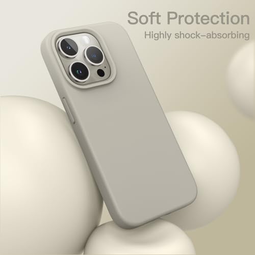 JETech Silicone Case for iPhone 15 Pro Max, Natural Titanium | Silky Soft Touch, Shockproof Protection, Scratch Resistant, Microfiber Lining - color: Natural Titanium, size: iPhone 15 Pro Max