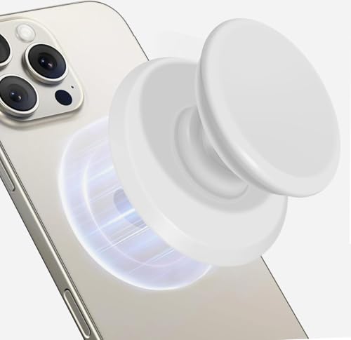 for MagSafe Phone Grip,Soft Silicone Magnetic Collapsible Cell Phone Finger Grip for iPhone 17/16/15/14/13,12 and Smartphones Tablets - White - color: White