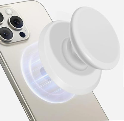 for MagSafe Phone Grip,Soft Silicone Magnetic Collapsible Cell Phone Finger Grip for iPhone 17/16/15/14/13,12 and Smartphones Tablets - White - color: White