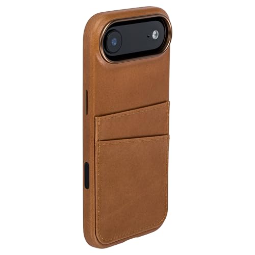 Dockem Genuine Leather Card Case for iPhone 17 Air with Camera Control Button and Stitched-on Wallet with 2 Holder Slots (Light Brown, M2GL) - color: Light Brown, size: 17 Air