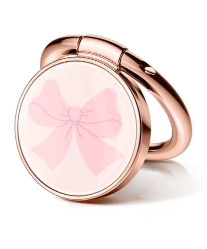 GVIEWIN Marble Cell Phone Ring Holder, Metal Kickstand Grip 360° Rotation - color: Bow Tie/Pink