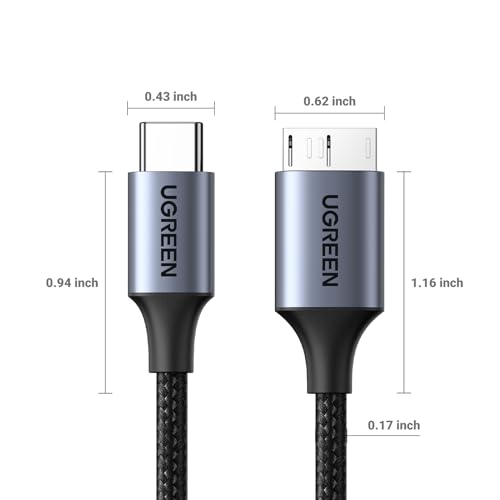 UGREEN 10Gbps USB C to Micro B Cable 1.5FT for External Hard Drive - size: 1.5 FT