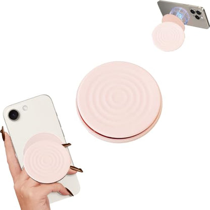 Rookii Strong Magnetic Phone Grip Compatible with Magsafe,Relax Your Fingers Cell Phone Grip Stand Magnetic Ring Holder Finger Kickstand for iPhone/Android Magnet Removable Accessories Cute (Pink) - color: pink