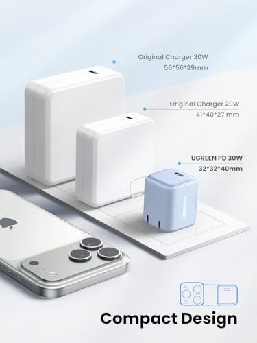 UGREEN Nexode 30W USB C Charger, GaN Fast Charger for iPhone 18/17 - color: Blue