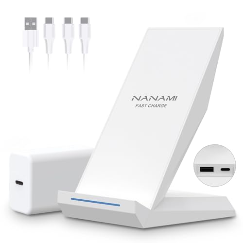 Wireless Phone Charger Stand for iPhone Samsung with 30W PD Adapter - color: White