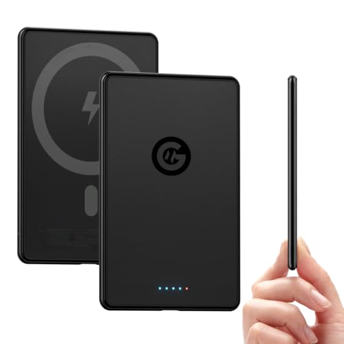 Kuulaa Magsafe Battery Pack 5000mAh, 0.27 in Ultra Slim Magsafe Portable Charger Slim Magnetic Apple Portable Charger 20W Power Delivery Power Bank for iPhone 17/16/15/14/13/12 Series,Black (Black) - color: Black