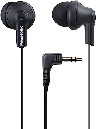 Panasonic ErgoFit Wired Earbuds, In-Ear Headphones with Dynamic Crystal-Clear Sound and Ergonomic Custom-Fit Earpieces (S/M/L), 3.5mm Jack for Phones and Laptops, No Mic - RP-HJE120-KA (Matte Black) - color: Matte Black, size: S/M/L, style: No Mic