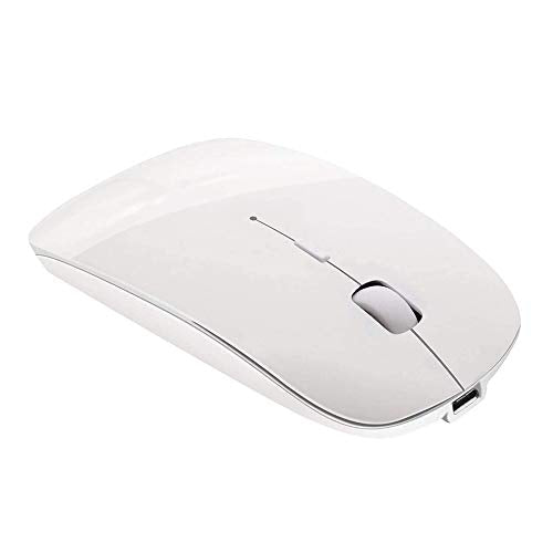 Tsmine Bluetooth Wireless Mouse - Slim Rechargeable, Noiseless Click & 3 Adjustable DPI Levels for Laptop, Tablet, iMac, MacBook Air - White - color: White