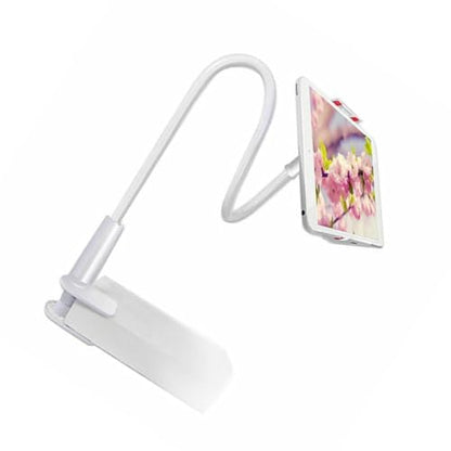 ZJchao White Bedside Phone Mount with Ultra Flexible Gooseneck 360 Clamp Stand for Desk Bed Non Slip Cell Holder Compatible - color: White