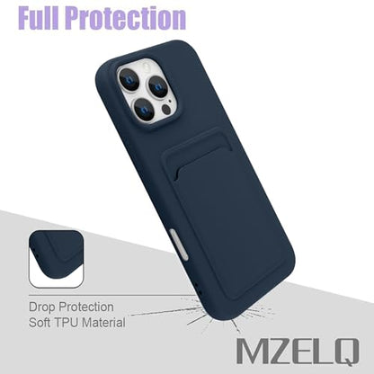 MZELQ Compatible with iPhone 16 Pro Max Case Card Holder -Blue | Wallet Cover,Camera Protection + Screen Protector Soft Card Slot Phone Case - color: Blue, size: iPhone 16 Pro Max