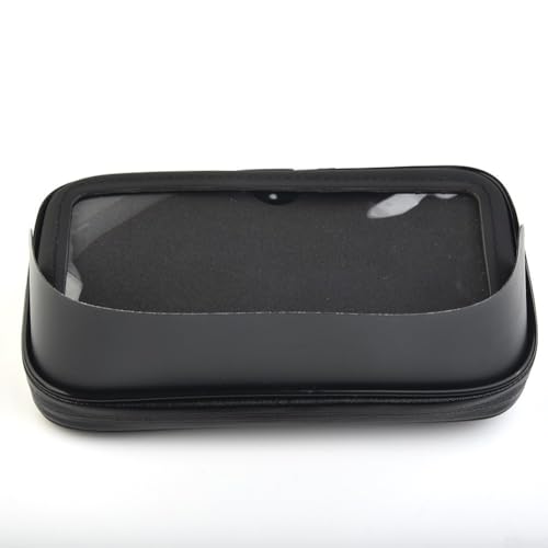 6.5 Inch Motorcycle Phone Mount Bag, Waterproof Handlebar Holder Case For ATV Scooter GPS Navigation, Shockproof Touch Screen Pouch With Sun Visor And Foam Inserts, Black