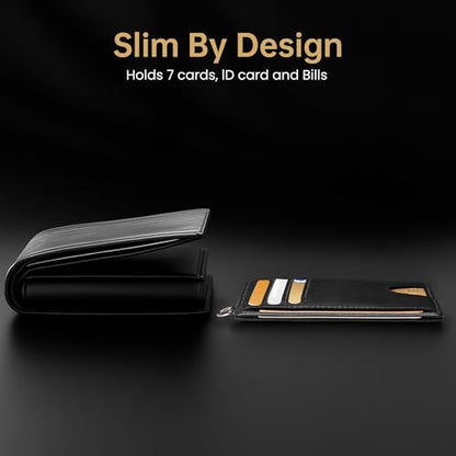 Mayski Slim Wallet, Credit Card Holder for Women, Minimalist Front Pocket RFID Blocking Card Cases, Small Wallet Women Men(Oiled Wax Black) - color: Oiled Wax Black