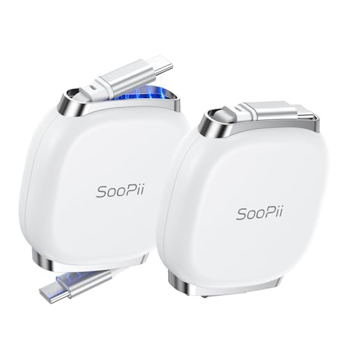 SOOPII 240W Retractable USB C Cable with Mag Snap Storage (2Pack 3.3FT) - color: White, size: 3.3FT-2Pack