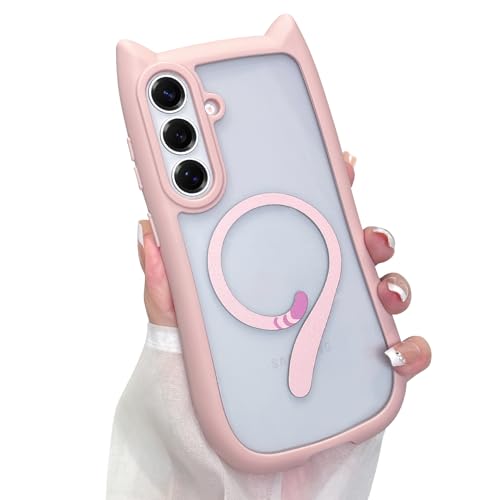 AIGOMARA Cute Case for Samsung Galaxy S26 Plus Case with Cat Ears, Pink | Kawaii Magnetic Kitty Tail Design [Compatible with MagSafe] Clear Aesthetic Drop Proof Phone Cover for Women Girls - color: Pink, size: Samsung Galaxy S26 Plus