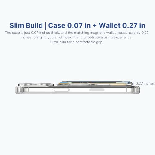 for iPhone 17 Clear Case and Detachable Magnetic Card Holder, Anti-Yellowing, Camera Control Button, 3-Card Wallet, Compatible with MagSafe, Shockproof Protection, Crystal Clear