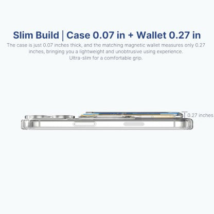 for iPhone 17 Clear Case and Detachable Magnetic Card Holder, Anti-Yellowing, Camera Control Button, 3-Card Wallet, Compatible with MagSafe, Shockproof Protection, Crystal Clear