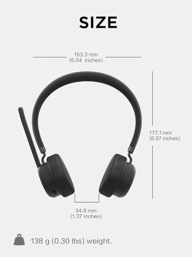 Lenovo Wireless Stereo Headset, Noise Cancelling Mic, Bluetooth 5.3 Multipoint, 31-Hour Talk & 60-Hour Playback, Lightweight 138g, Replaceable Earcups Over-Ear Comfort, Gaming, Office, & PC Use - style: Wireless - ENC