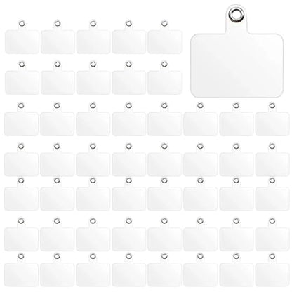 50 PCS Phone Lanyard Tabs, Universal Phone Tether Tabs, Clear Tether Tab for Cell Phone, Pvc Transparent Lanyard Patches Compatible with iPhone Case Smartphone Case, Non Adhesive